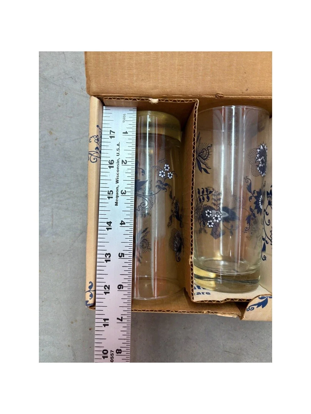 Blue Danube Glassware 15 oz Cooler Tumblers – Set of 4 w/ Box Blue Floral Onion